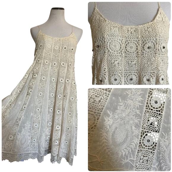 Free People Boho Lace Rhinestone Embroidered Dress - Picture 8 of 8